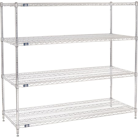 Nexel 4 Shelf, Chrome Wire Shelving Unit, Starter, 60inW x 24inD x 54inH 188244